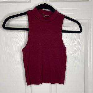 cropped mock neck tank